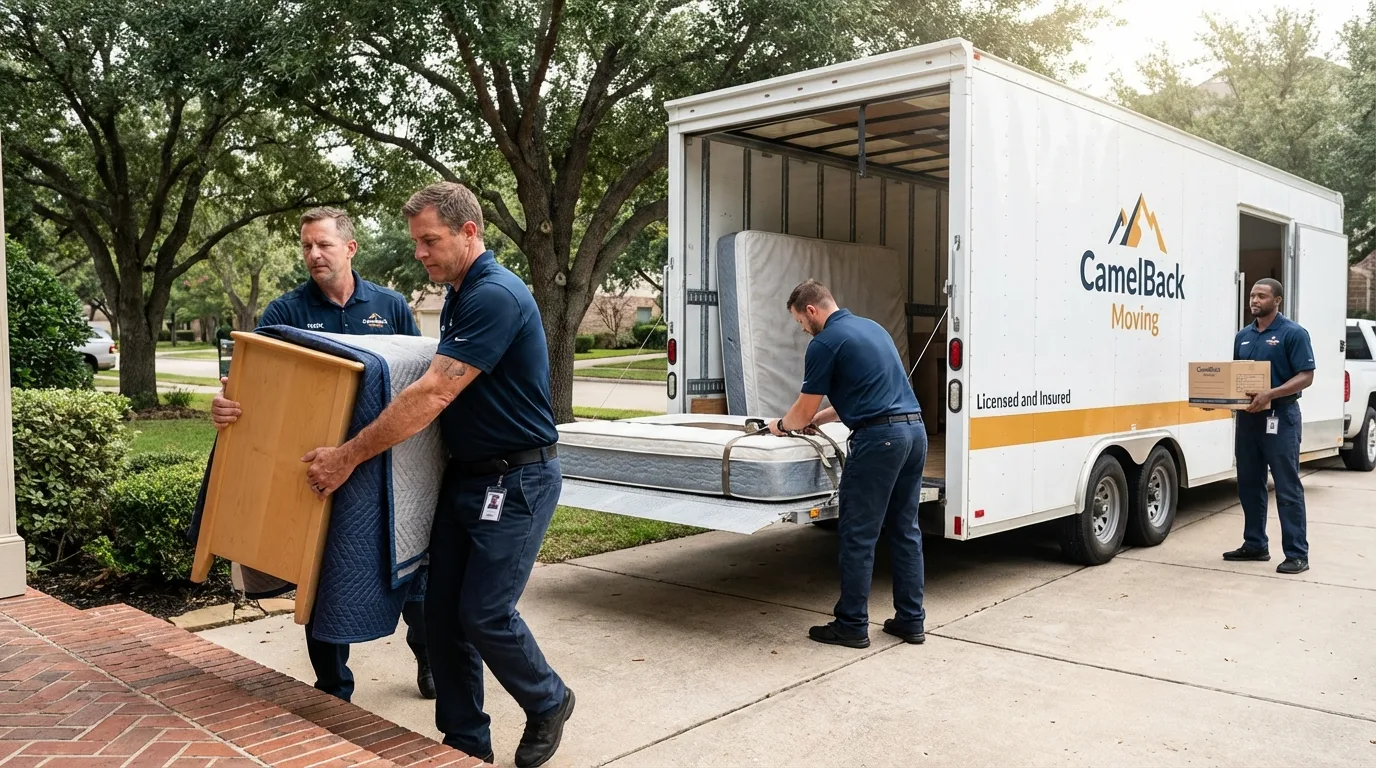 Crew loading residential truck for cross-state move from Kahuku, HI