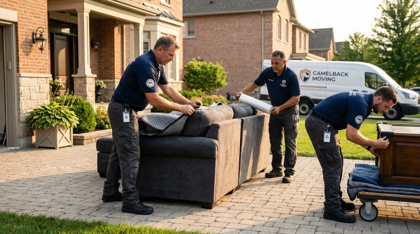 Large estate moving crew wrapping furniture in Kahuku, HI